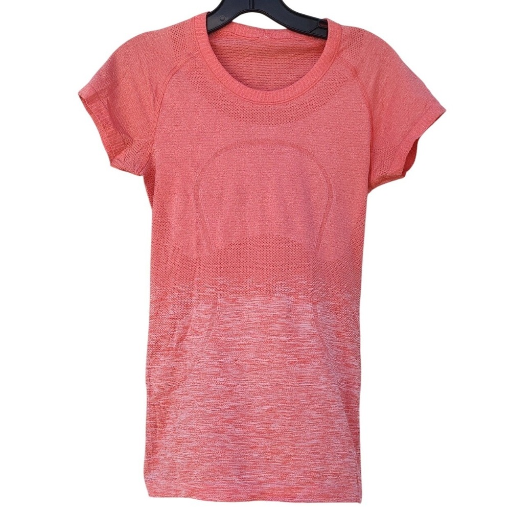 Lululemon Run Swiftly Tech Short Sleeve Crew Space Dye Heathered Red 4 Sporty
